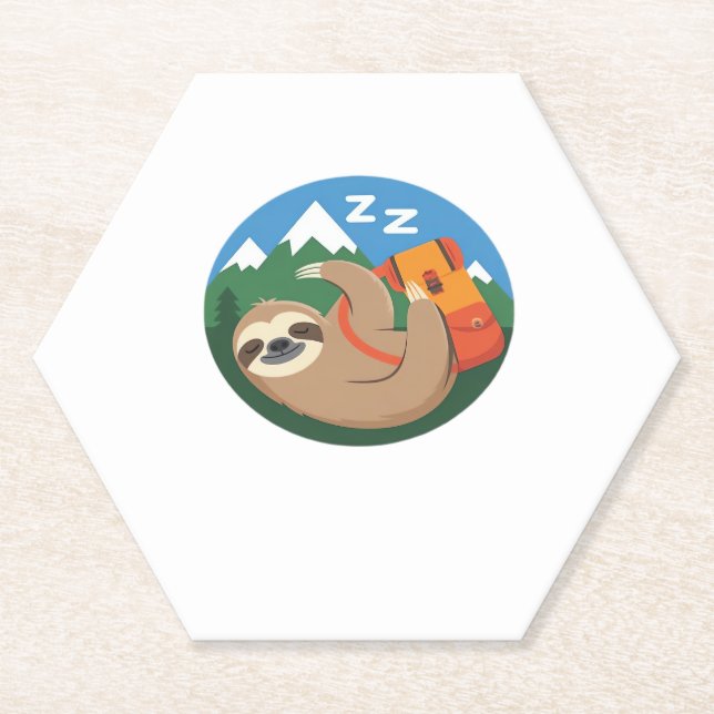 Funny Sloth Wandern Klassischer T - Shirt_2 Untersetzer (Vorderseite)