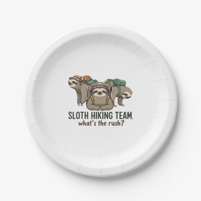 Funny Sloth Wandern Klassischer T - Shirt_5 Pappteller (Vorderseite)