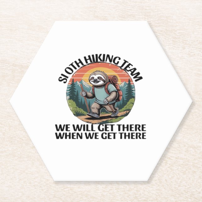 Funny Sloth Wanderteam wir kommen dort an, wenn wi Untersetzer (Vorderseite)