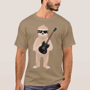 Funny Sloth Wearing Sonnenbrillen Playing Electric T-Shirt