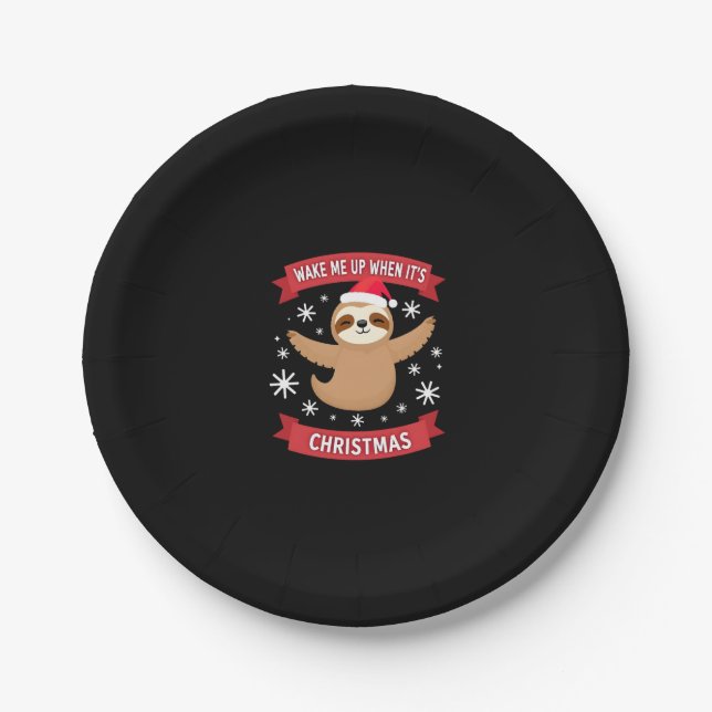 Funny Sloth weckte mich auf, als es Weihnachten We Pappteller (Vorderseite)