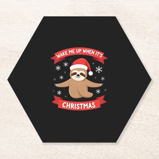 Funny Sloth weckte mich auf, als es Weihnachten We Untersetzer (Vorderseite)