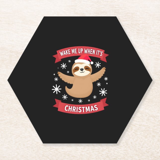 Funny Sloth weckte mich auf, als es Weihnachten We Untersetzer (Vorderseite)