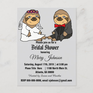 Funny Sloth Wedding Cartoon Einladungspostkarte