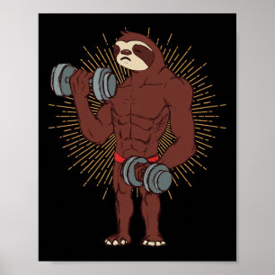 Funny Sloth Workout Gewichtheben Übungsym Ra Poster