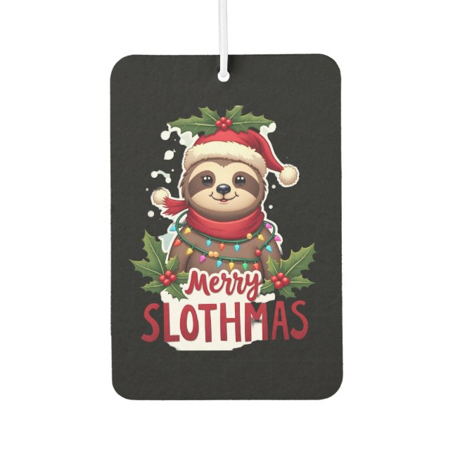Funny Sloth Xmas Lights Merry Slothmas Sloth Chris Autolufterfrischer (Vorderseite)