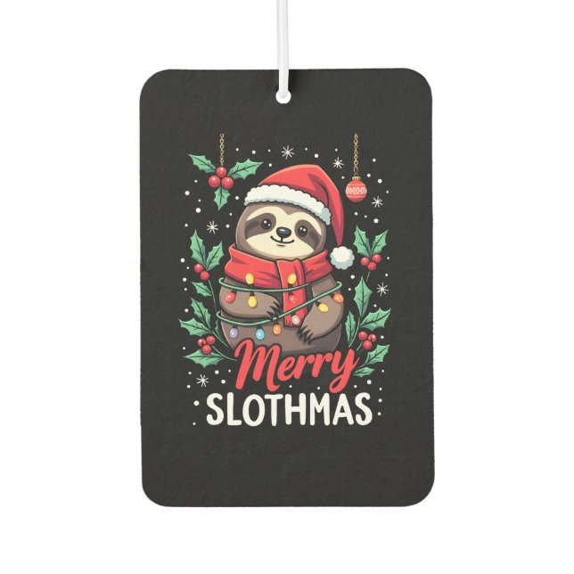 Funny Sloth Xmas Lights Merry Slothmas Sloth Chris Autolufterfrischer (Vorderseite)