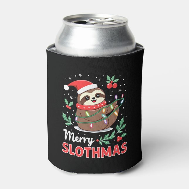 Funny Sloth Xmas Lights Merry Slothmas Sloth Chris Dosenkühler (Kanne Vorderseite)