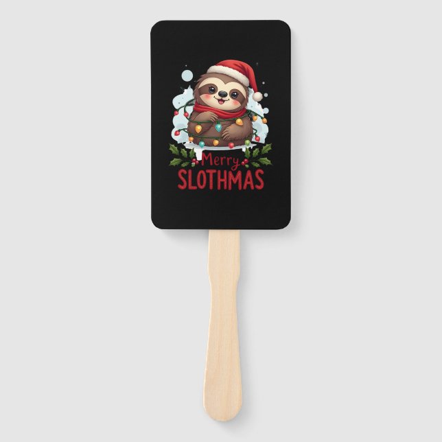Funny Sloth Xmas Lights Merry Slothmas Sloth Chris Fächer (Vorderseite)