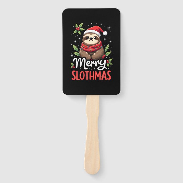 Funny Sloth Xmas Lights Merry Slothmas Sloth Chris Fächer (Vorderseite)