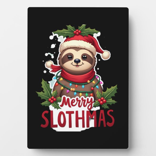 Funny Sloth Xmas Lights Merry Slothmas Sloth Chris Fotoplatte (Vorderseite)