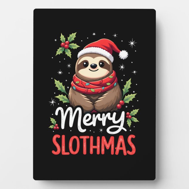 Funny Sloth Xmas Lights Merry Slothmas Sloth Chris Fotoplatte (Vorderseite)