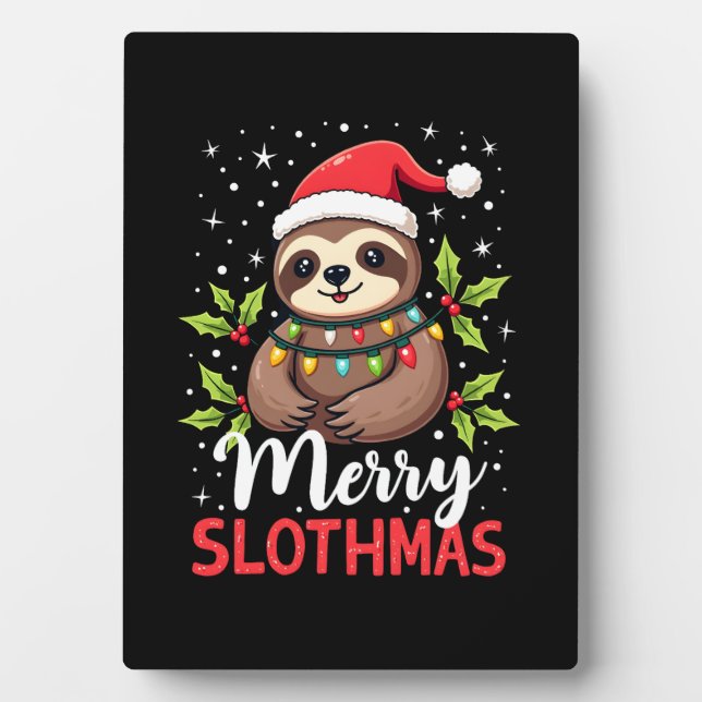 Funny Sloth Xmas Lights Merry Slothmas Sloth Chris Fotoplatte (Vorderseite)