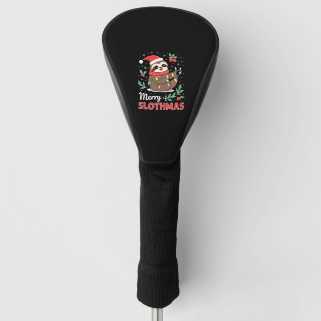 Funny Sloth Xmas Lights Merry Slothmas Sloth Chris Golf Headcover (Vorderseite)