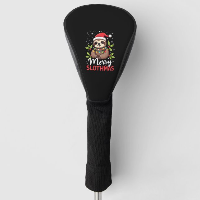 Funny Sloth Xmas Lights Merry Slothmas Sloth Chris Golf Headcover (Vorderseite)
