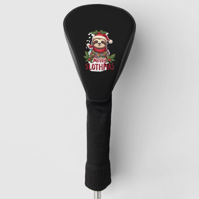 Funny Sloth Xmas Lights Merry Slothmas Sloth Chris Golf Headcover (Vorderseite)