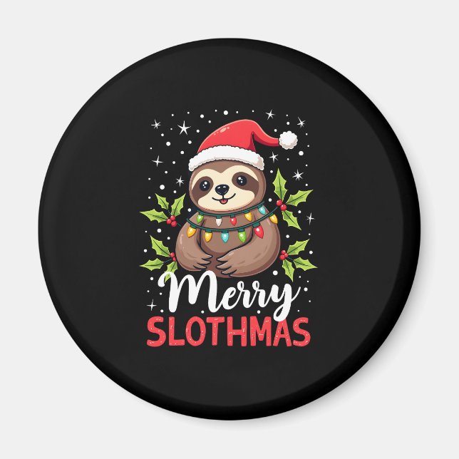 Funny Sloth Xmas Lights Merry Slothmas Sloth Chris Magnet (Vorne)