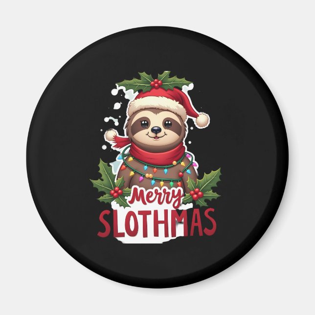 Funny Sloth Xmas Lights Merry Slothmas Sloth Chris Magnet (Vorne)