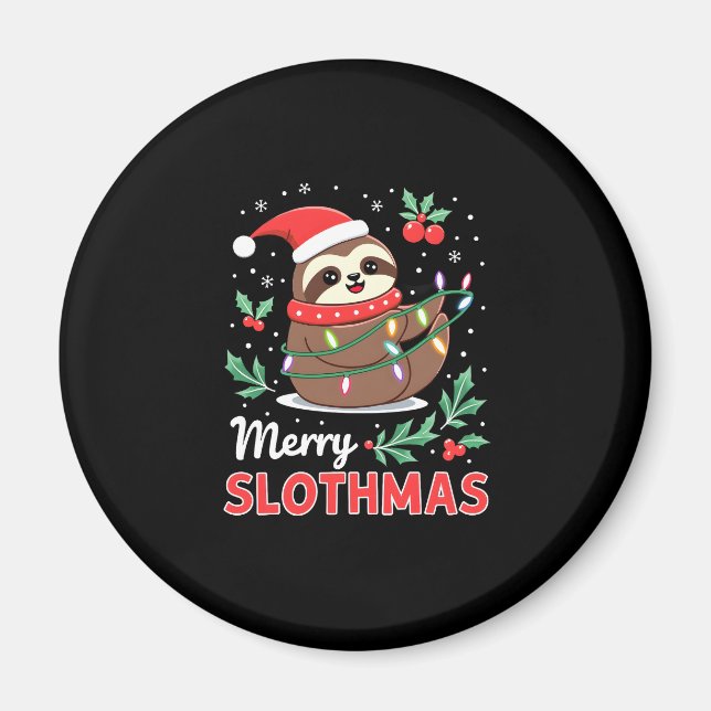 Funny Sloth Xmas Lights Merry Slothmas Sloth Chris Magnet (Vorne)