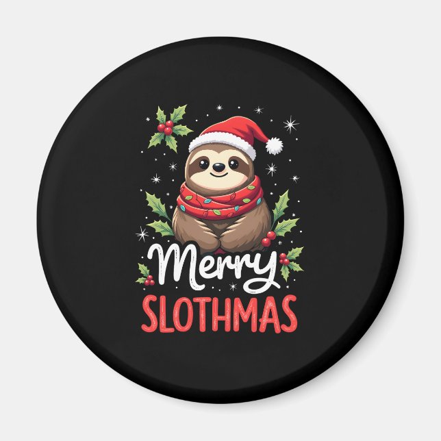 Funny Sloth Xmas Lights Merry Slothmas Sloth Chris Magnet (Vorne)