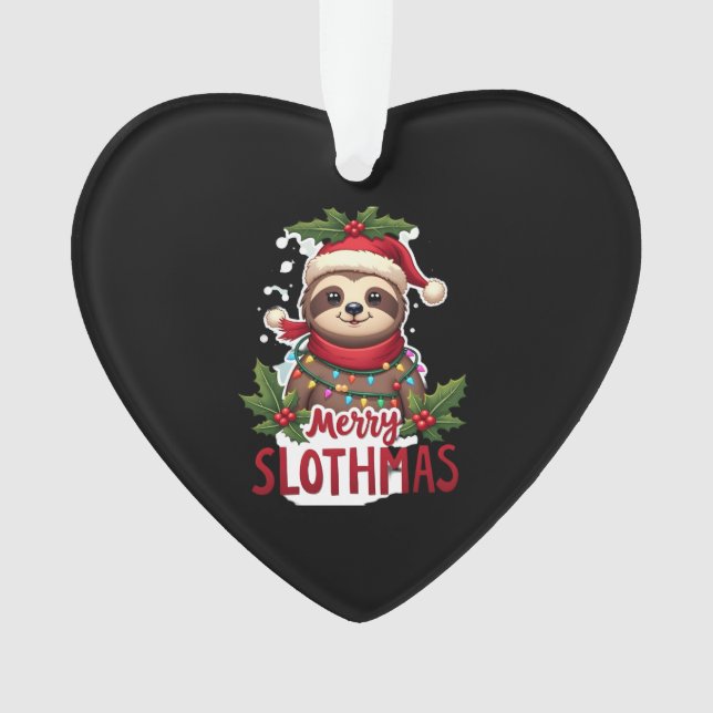 Funny Sloth Xmas Lights Merry Slothmas Sloth Chris Ornament (Vorderseite)
