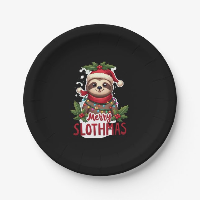 Funny Sloth Xmas Lights Merry Slothmas Sloth Chris Pappteller (Vorderseite)