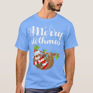 Funny Sloth Xmas Lights Merry Slothmas Sloth Chris T-Shirt