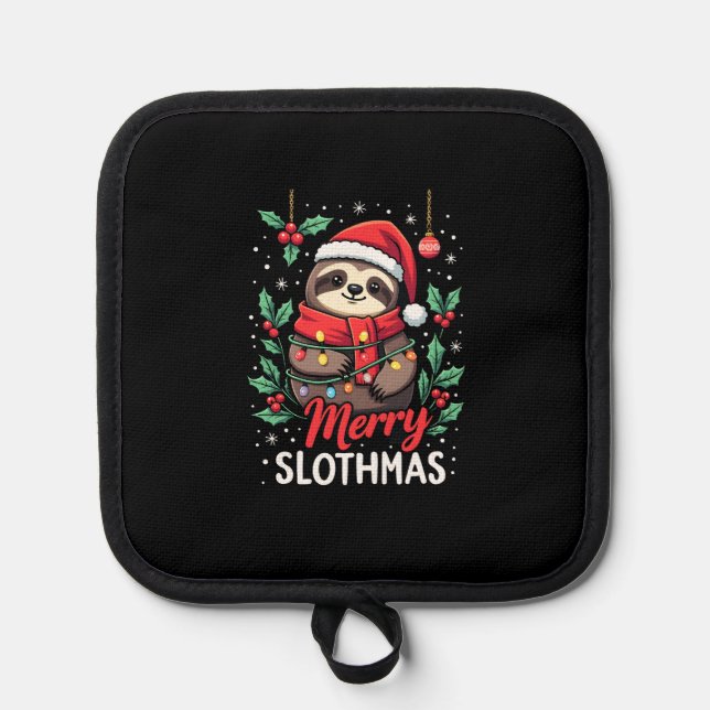 Funny Sloth Xmas Lights Merry Slothmas Sloth Chris Topflappen (Vorderseite)