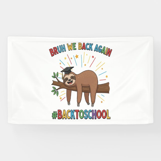 Funny Sloth Zurück zur Schule Banner (Horizontal)