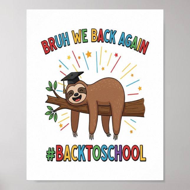 Funny Sloth Zurück zur Schule Poster (Vorne)