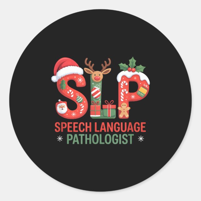 Funny Slp Christmas Speech Language Pathologist Ho Runder Aufkleber (Vorderseite)