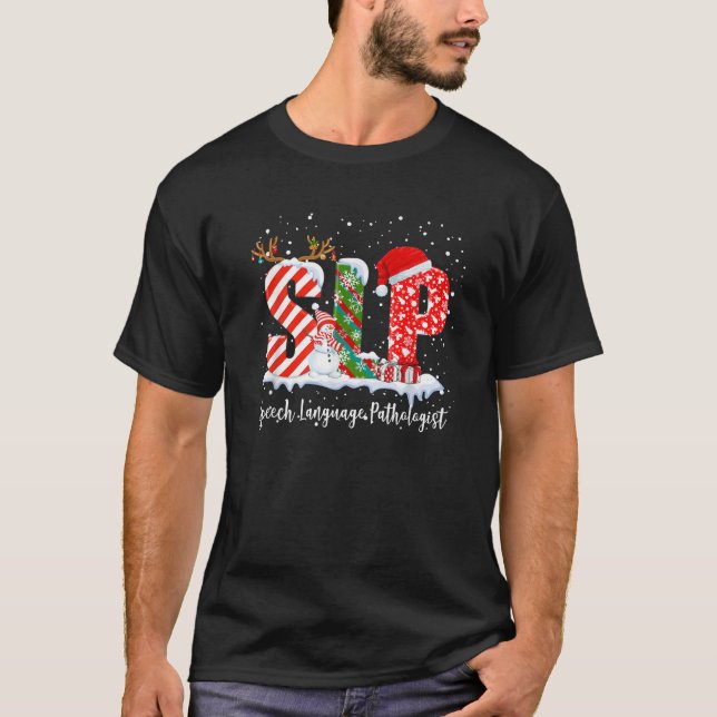 Funny SLP Speech Language Pathologe Santa Christ T-Shirt (Vorderseite)