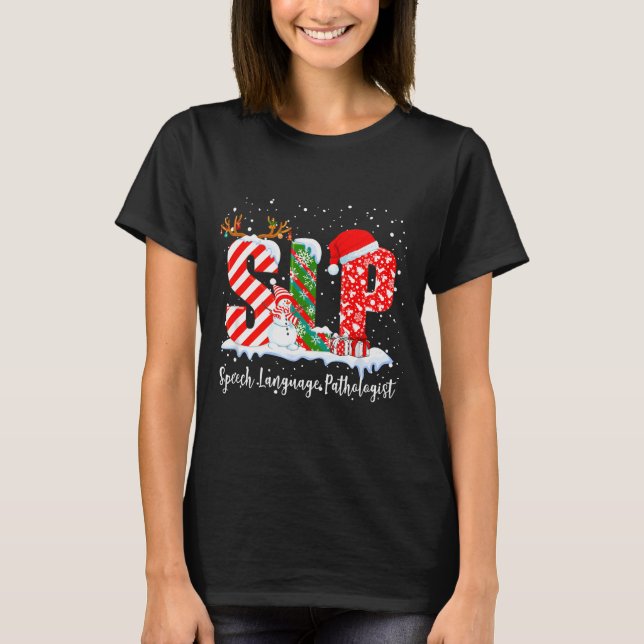 Funny Slp Speech Language Pathologist Santa Christ T-Shirt (Vorderseite)