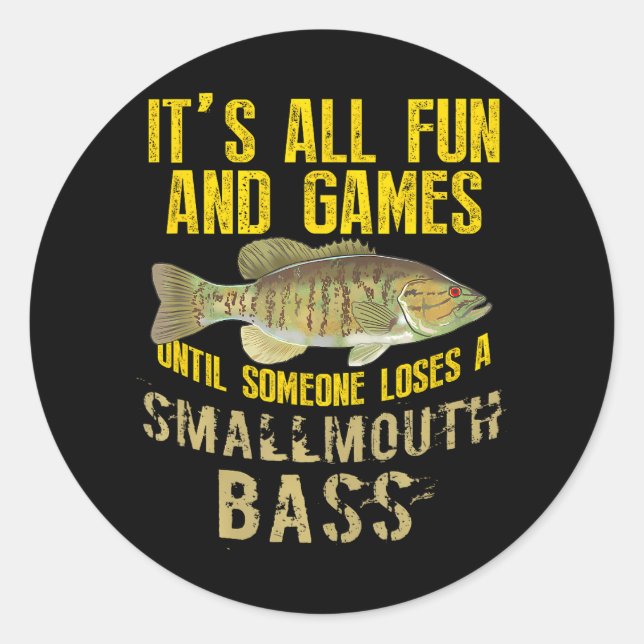 Funny Smallmouth Bass Fisch Süßwasser Fischen Runder Aufkleber (Vorderseite)