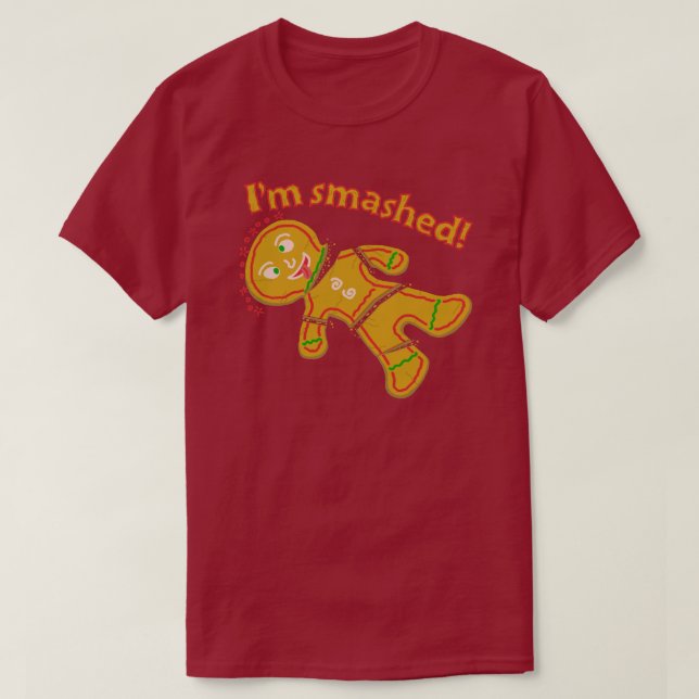 Funny Smashed Gingerbrot Mann Weihnachten T-Shirt (Design vorne)