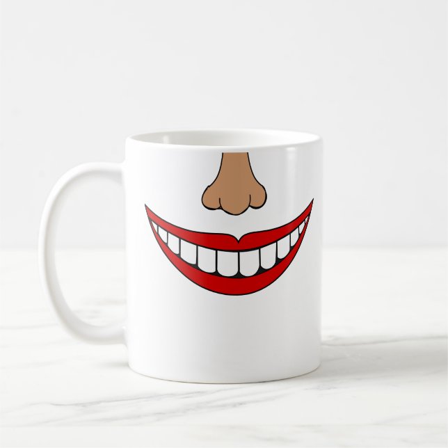 Funny Smile Red Mouth Nose Lippen und Zähne Kaffeetasse (Links)