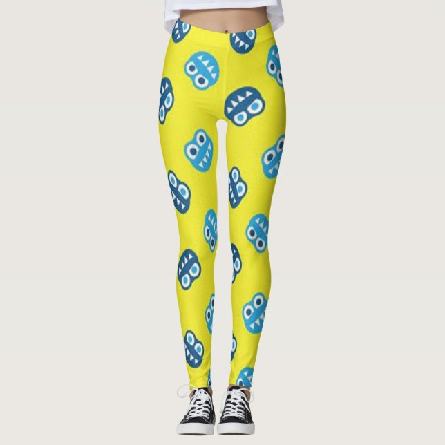 Funny Smiling Blue Bugs Leggings (Vorderseite)