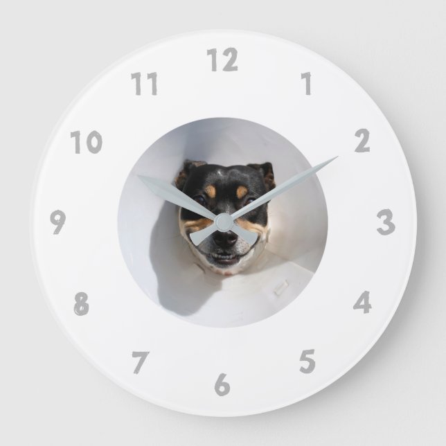 Funny smiling dog clock große wanduhr (Vorderseite)