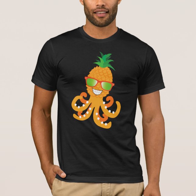 FUNNY SMILY EXOTIC TROPICAL PINEAPPLE OCTOPUS T-Shirt (Vorderseite)