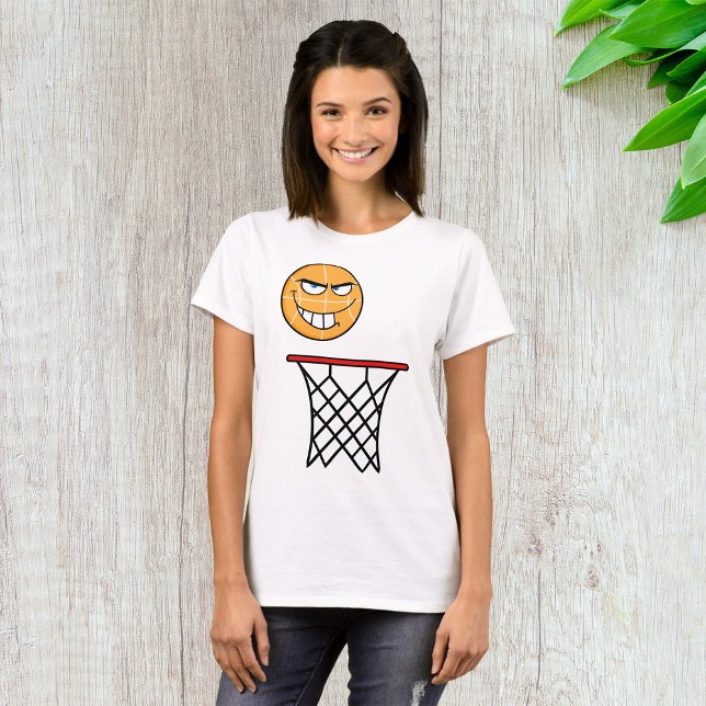Funny Smirking Basketball Face Dunking T-Shirt (Von Creator hochgeladen)