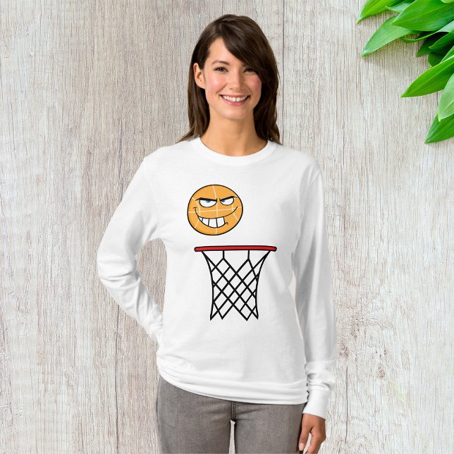 Funny Smirking Basketball Face Dunking T-Shirt (Von Creator hochgeladen)