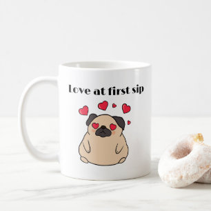 Funny Smitten Mops Hunde Liebe auf der ersten Seit Kaffeetasse