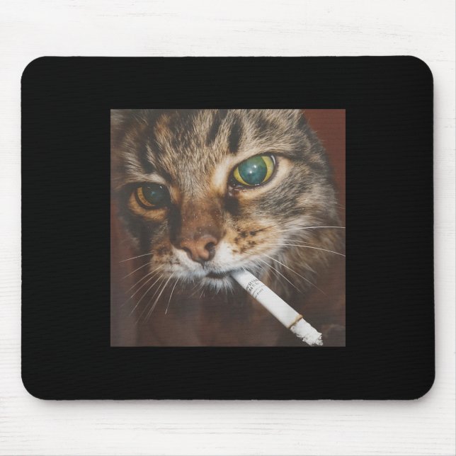 Funny Smoking Cat Meme Mousepad (Vorne)