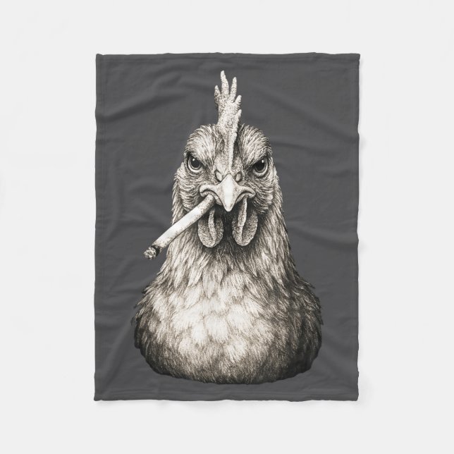 Funny Smoking Chicken Cigarette Gen Z Meme Farm An Fleecedecke (Vorderseite)