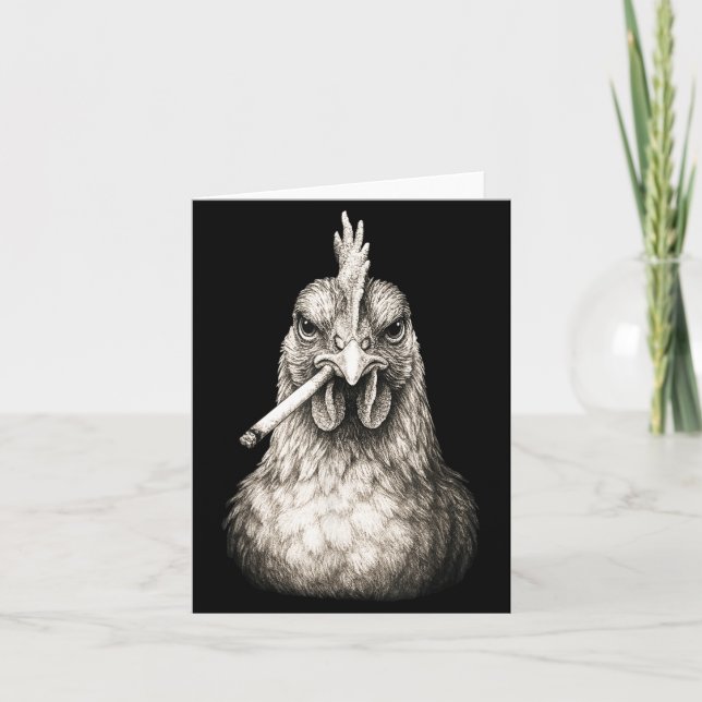 Funny Smoking Chicken Cigarette Gen Z Meme Farm An Karte (Vorderseite)