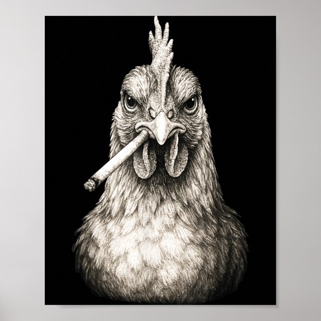 Funny Smoking Chicken Cigarette Gen Z Meme Farm An Poster (Vorne)