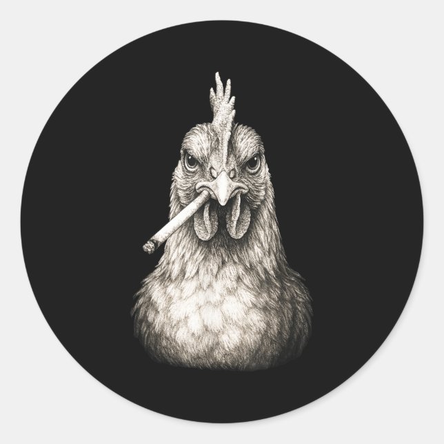 Funny Smoking Chicken Cigarette Gen Z Meme Farm An Runder Aufkleber (Vorderseite)