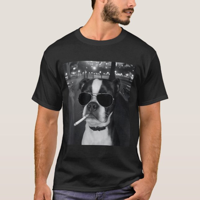 Funny Smoking Dog Meme Cigarette Gen Z Meme Dog Lo T-Shirt (Vorderseite)
