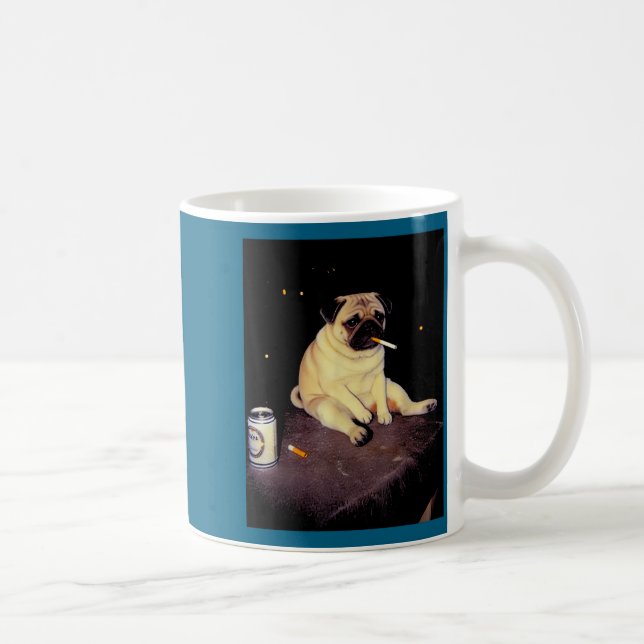 Funny Smoking Dog Pug Meme  Kaffeetasse (Rechts)