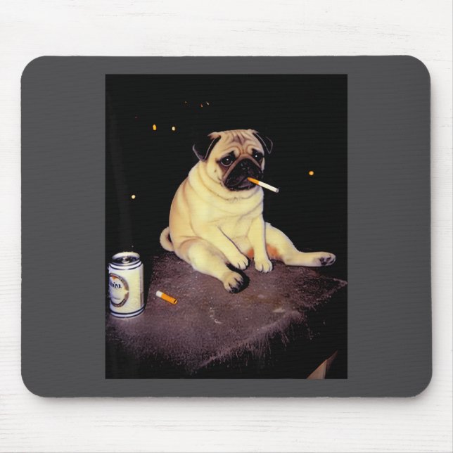 Funny Smoking Dog Pug Meme  Mousepad (Vorne)